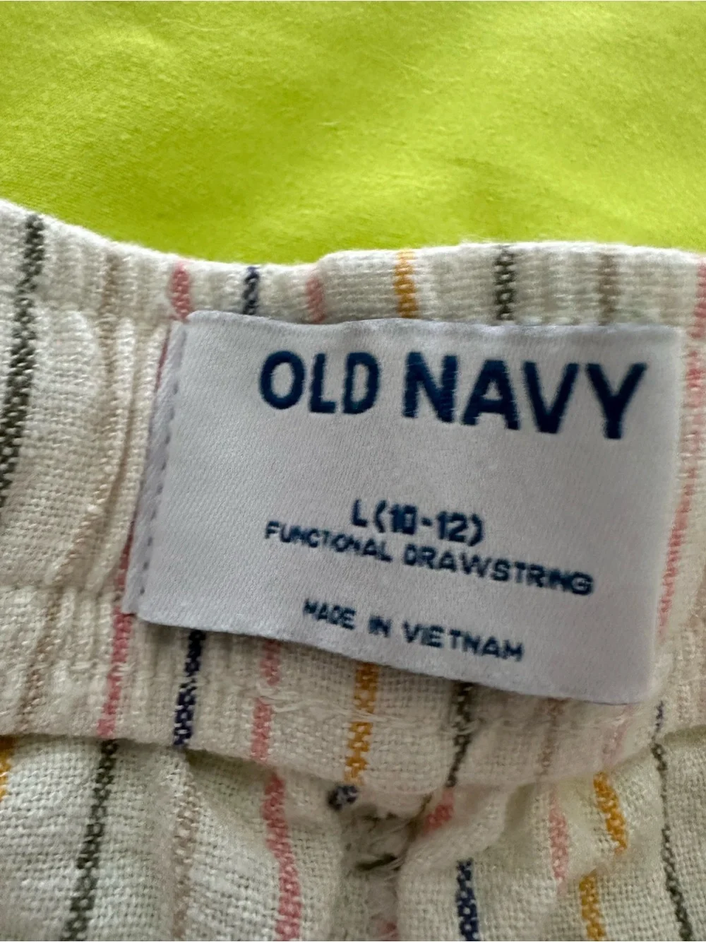 Old Navy Kids White Stripe Lounge Shorts with Multicolor Pinstripes